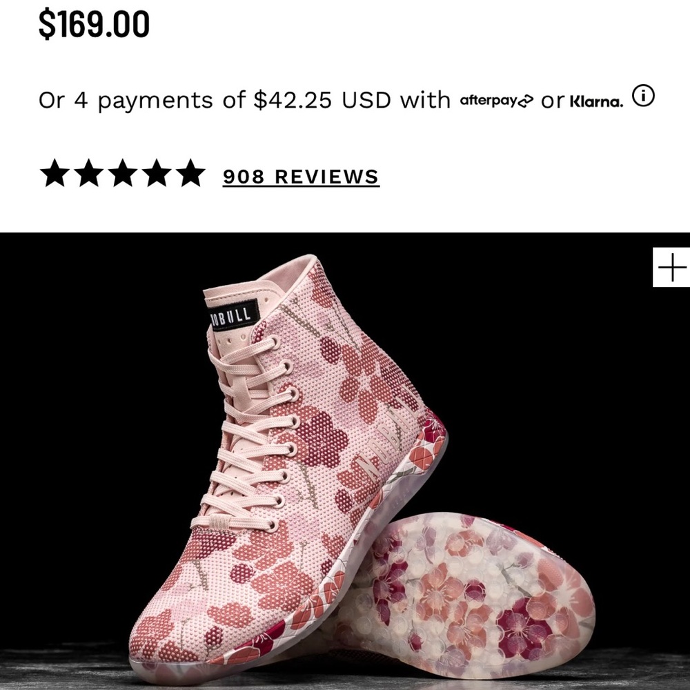NoBull high top blush cherry blossom trainer shoes - Picture 2 of 8